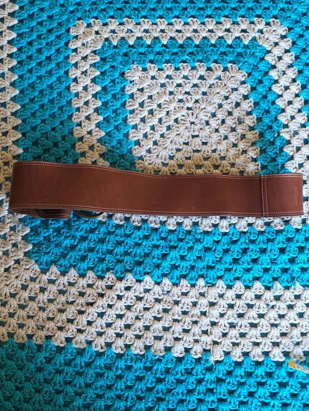 Leather Rock Leather Belt With Turquoise Buckle With Gild Studs - Picture 5 of 7